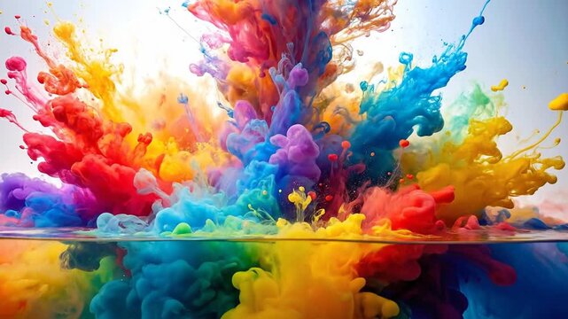 Exploding Colorful Paint in Water: Abstract Art
