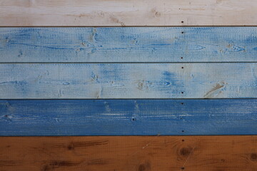 Horizontal wooden boards of different shades with texture and signs of wear