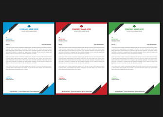 Creative and professional corporate company business letterhead template design with color variation bundle