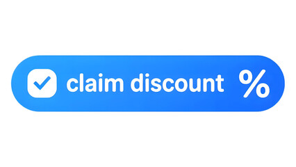 Blue 3D Call to Action Button Set - "Claim Discount", Isolated on Transparent