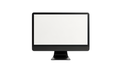 Modern Desktop Computer Monitor with Blank Screen on White Background