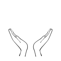 Fototapeta premium 両手をかざすイラスト