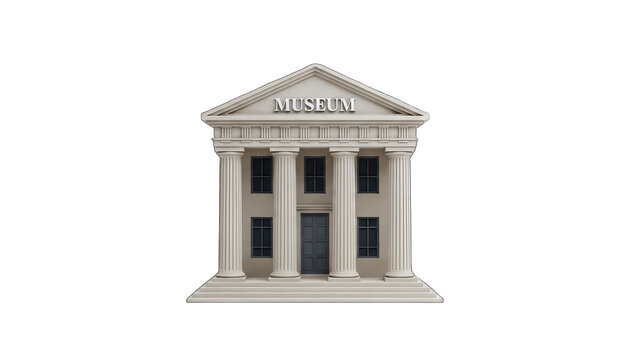 Museum Building Isolated on White Background