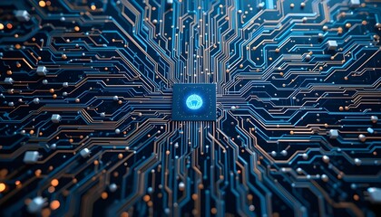 data analysing neural network artificial intelligence futuristic electronic circuit board