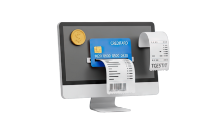 Online Payment Processing: Credit Card and Receipt on Computer