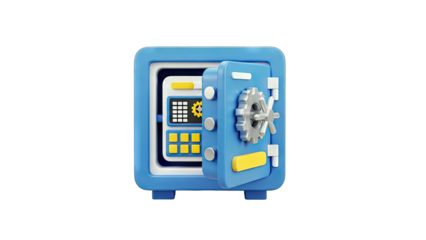 Open Safe with Gear and Buttons - Financial Security Concept