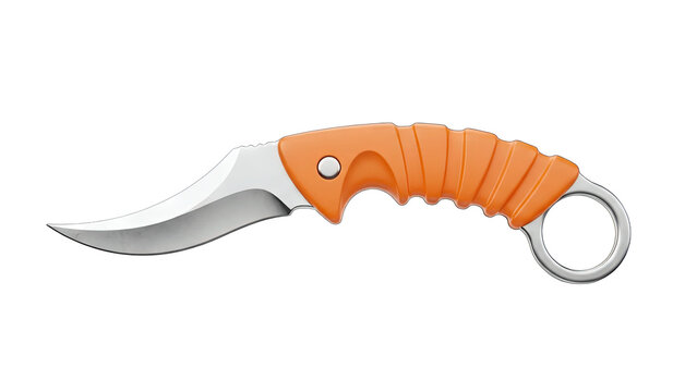 Orange Karambit Knife Isolated on White Background