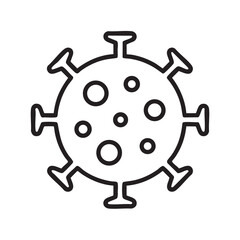 A simple black and white line drawing depicts a virus structure with prominent spikes representing infectious diseases