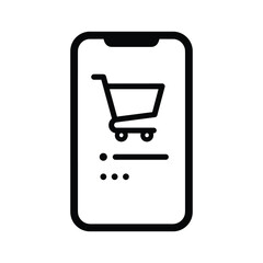 Mobile shopping cart icon representing e-commerce