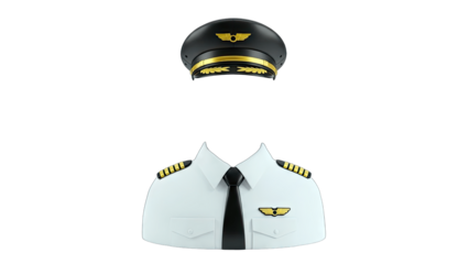 Pilot Uniform Isolated on White Background