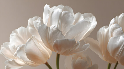 Soft pink tulip background with organic floral arrangement, pastel blush tones, airy lighting, delicate petal details, calm and feminine aesthetic.