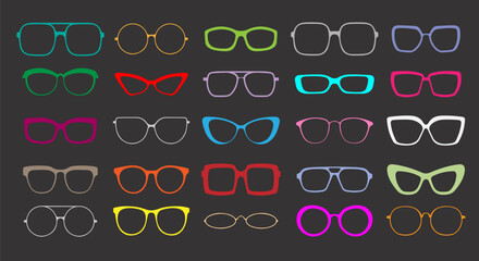 Colorful vintage and classic eyeglasses