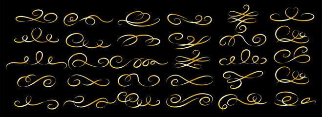Golden swirls ornament line style