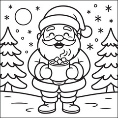 Christmas bold and easy black and white coloring pages