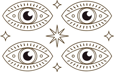 Mystical Moon and Stars Collection in Elegant Style. Celestial Moon and Stars Design with Magical Theme. Mystic Moon and Star Illustration Collection. Enchanting Moon and Stars Artwork Collection