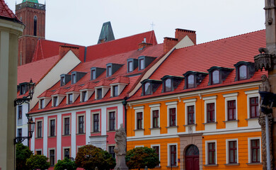 beautiful scene of old town in wroclaw, Poland	