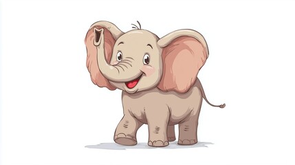 Fototapeta premium A charming and playful cartoon illustration of a happy baby elephant. 