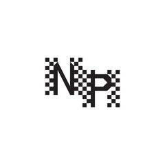 Alphabet Logo Monogram Design Modern Abstract Bold NP Initial Pixel Vector Alphabet