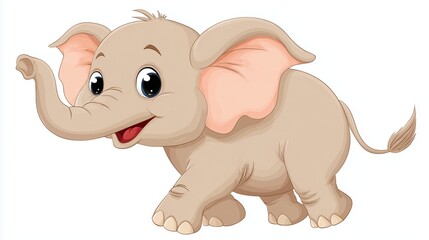 Naklejka premium A charming and playful cartoon illustration of a happy baby elephant. 