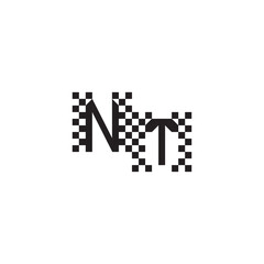 Alphabet Logo Monogram Design Modern Abstract Bold NT Initial Pixel Vector Alphabet