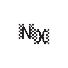 Alphabet Logo Monogram Design Modern Abstract Bold NX Initial Pixel Vector Alphabet