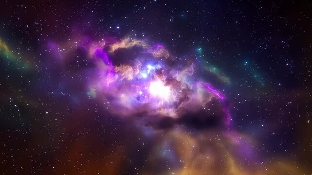 Stunning Cosmic Nebula with Vibrant Colors and Glowing Stars Amidst the Infinite Universe Landscape 4k video footage