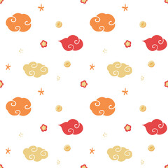 Chinese Cloud with Glod Coin Seamless Pattern, Background