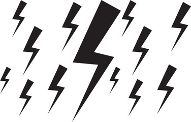 Package of lightning symbols on transparent background