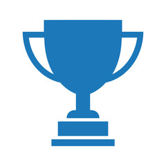 Blue trophy icon representing achievement and success