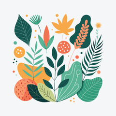 seamless pattern with flowers and leaves