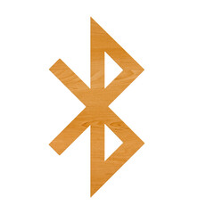 Wooden bluetooth symbol icon. Wireless connection technology concept
