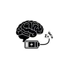 Brain with Battery Mental Energy Icon