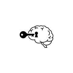 Brain with Key Unlocking Potential Icon