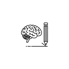 Brain with Pencil Creativity Writing Icon