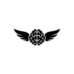 Flying Brain Freedom Silhouette Vector