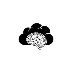 Cloud Computing Brain Icon Silhouette