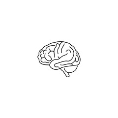 Minimalist Line Art Brain Silhouette Icon
