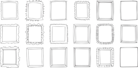 Fifteen handdrawn rectangular frames in monochrome line