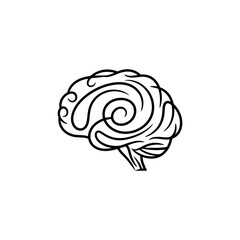 Abstract Swirl Brain Icon Silhouette