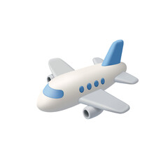 3D white airplane on white background. Icon, for international air travel, travel concepts. Passenger plane. Vector illustration.
