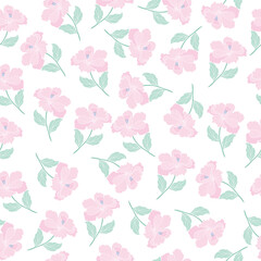 coquette seamless pastel flowers pattern. Delicate petals and vibrant blossoms create an artistic and vintage botanical illustration. Perfect for wallpaper, fabric, wrapping paper and more.