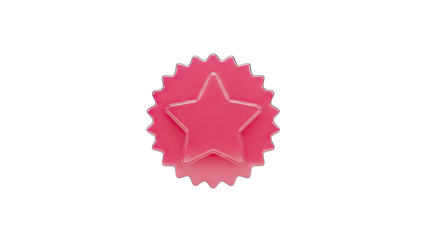 Pink Star Badge on White Background