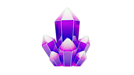 Purple Crystal Cluster Isolated on White Background