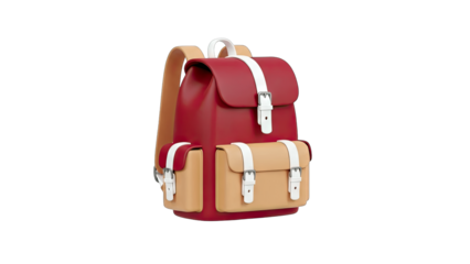 Red Backpack Isolated on White Background