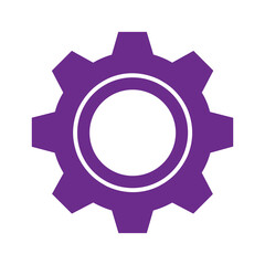 Purple gear icon on white background