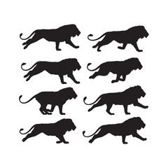 Running Lion Capturing Dynamic Motion Silhouettes Collection,Running Lion Silhouettes,Vector Running Lion Silhouettes,Dynamic Lion Motion Silhouettes,lion vector