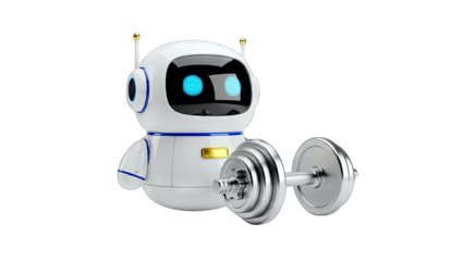 Robot Lifting Dumbbell: Fitness and Technology Concept