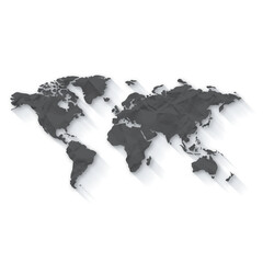 World map , isolated on white background for website layouts, background,education, precise. Travel worldwide, map silhouette backdrop, earth geography, political, reports.