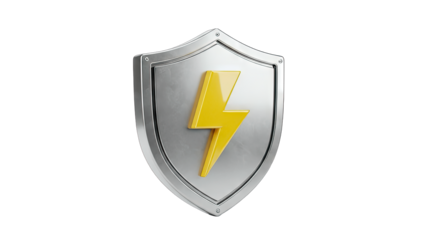 Shield Protecting Lightning Bolt - Concept on White Background
