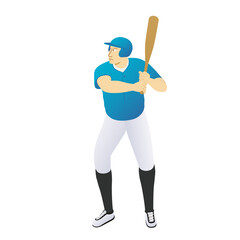 Baseball player cartoon character isolated on white background.
